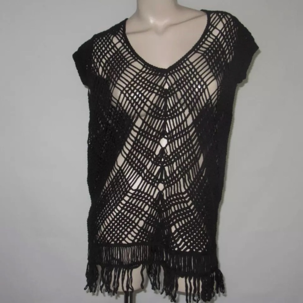 Victoria Secret Black Crochet Cover-up Size XL